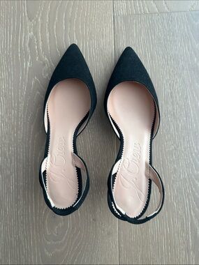 J. Crew Black Pointed Colette Slingback Flats- Made in Italy